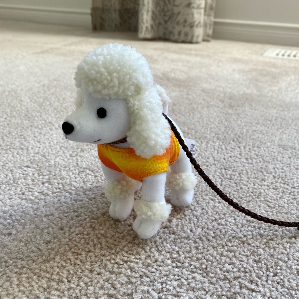 Retired American Girl Doll White Poodle Dog With Orange Shirt